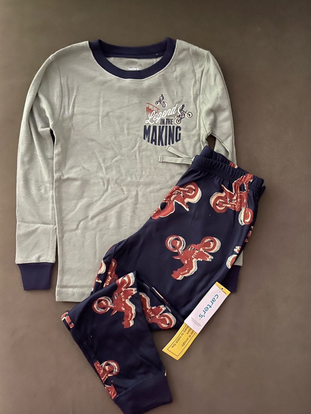 NWT Carter's Gray & Navy 'Legend in the Making' Motorcycle Pajama Set